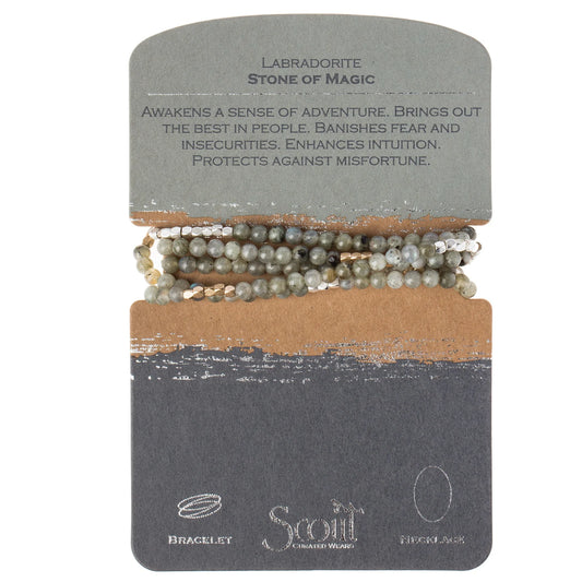 Stone Wrap Bracelet/Necklace Labradorite- Stone of Magic