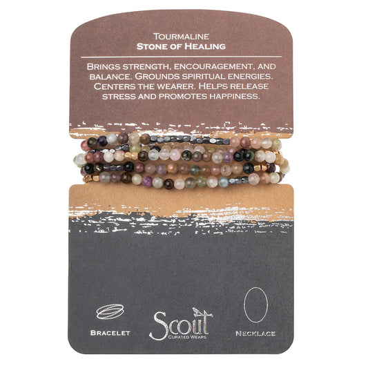 Stone Wrap Bracelet/Necklace Tourmaline Hematite/Gold- stone of healing