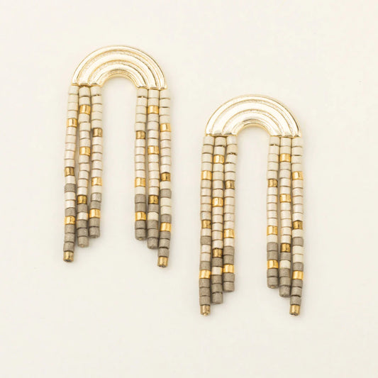 Scout Chromacolor Miyuki Rainbow Fringe Earring-Pewter Multi/Gold