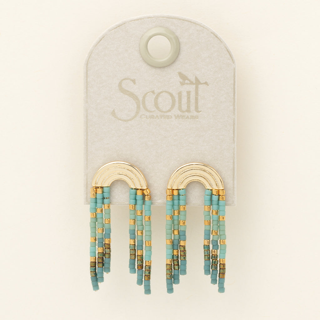 Scout Chromacolor Miyuki Rainbow Fringe Earring- Turquoise/Mint/Gold