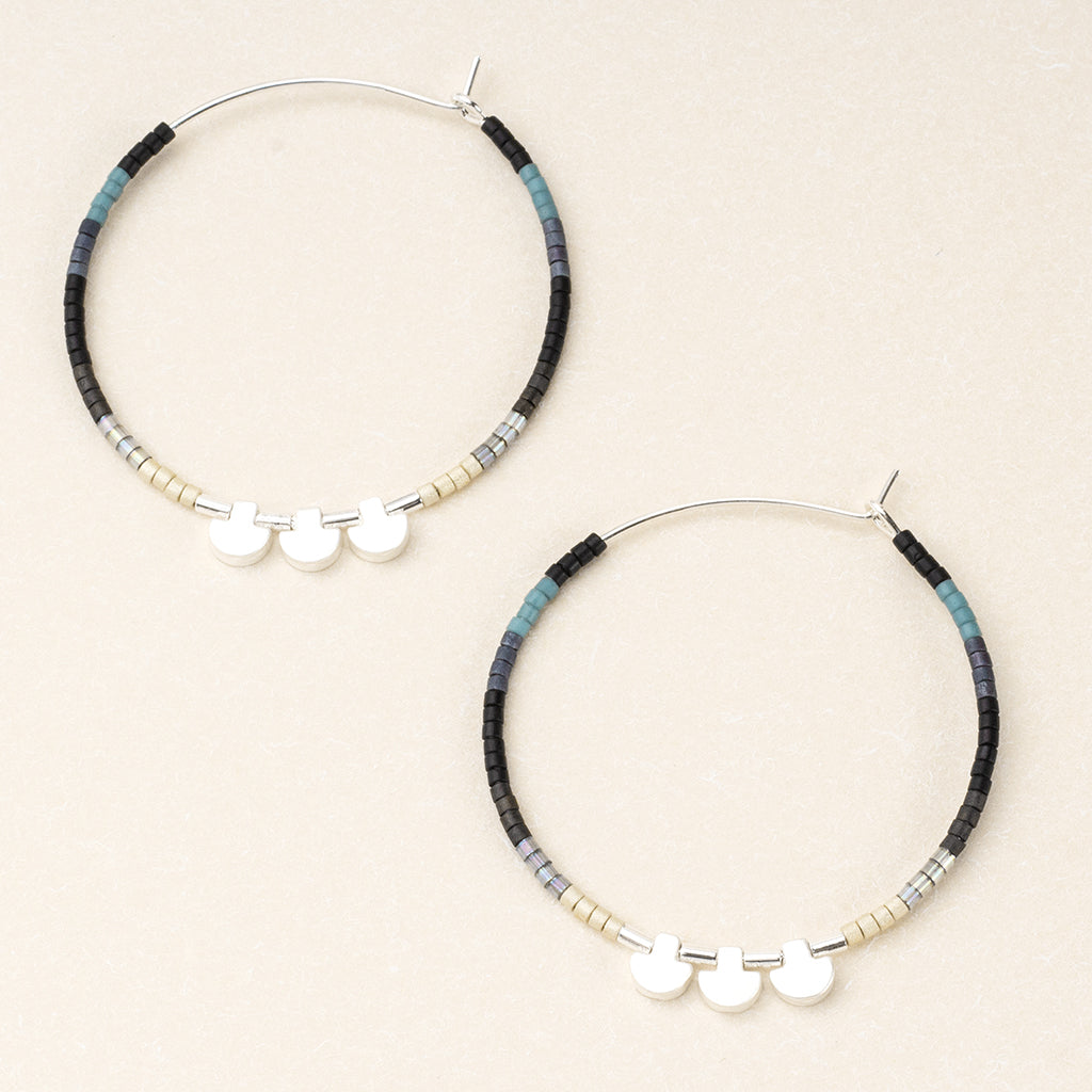 Scout Chromacolor Miyuki Large Hoop- Black Multi/Silver