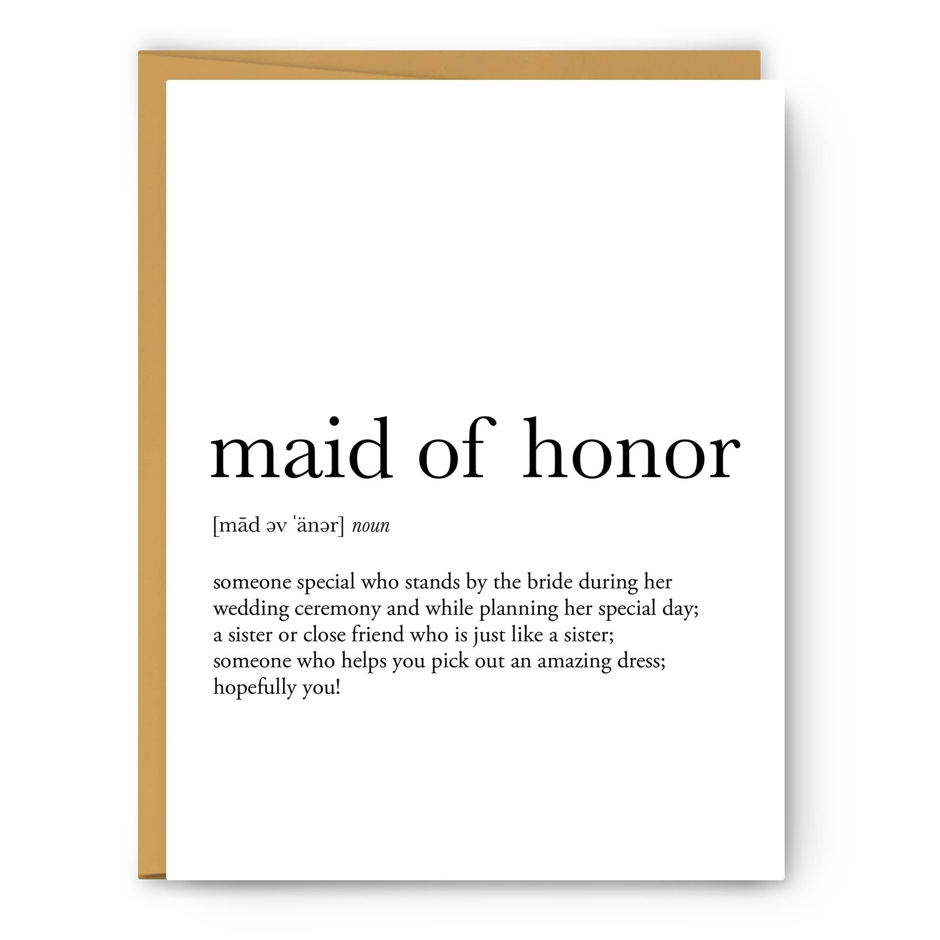Maid of Honor Definition Wedding Card Kinderhook Flower + Gifts