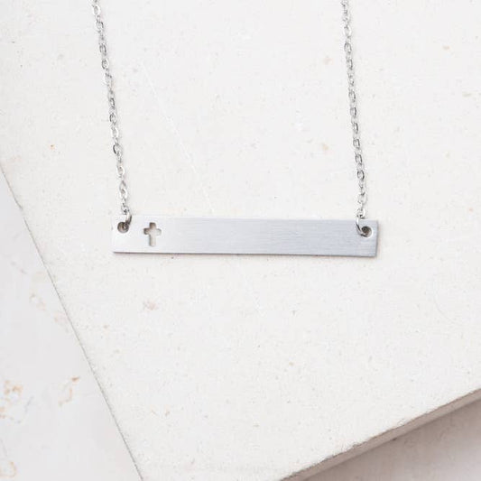 Layla Silver Cross Bar Necklace