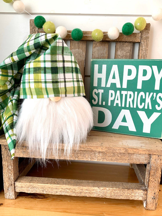 Slouchy St. Patrick’s Plaid Gnome, Girl
