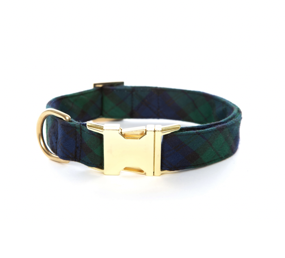 Black Watch Plaid Dog Collar - Large