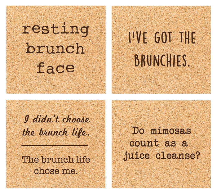 Brunchies | Themed 4 Piece Cork Coasters Gift Box Set