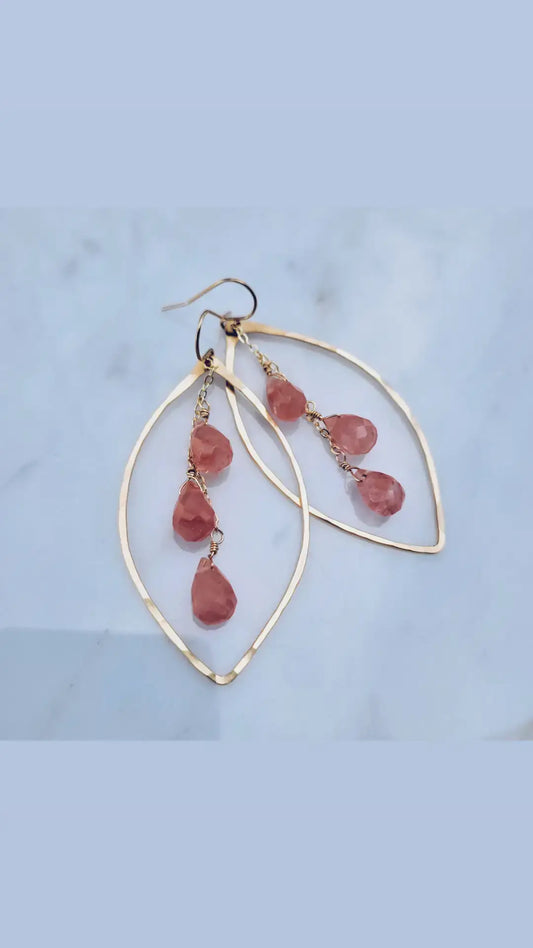 Handmade cherry quartz earrings