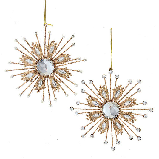 5.5"MET ROSE GOLD SNOWFLAKE ORNAMENT 2/A