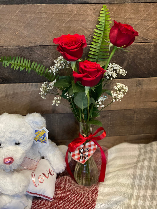 Valentines Day Three Red Roses
