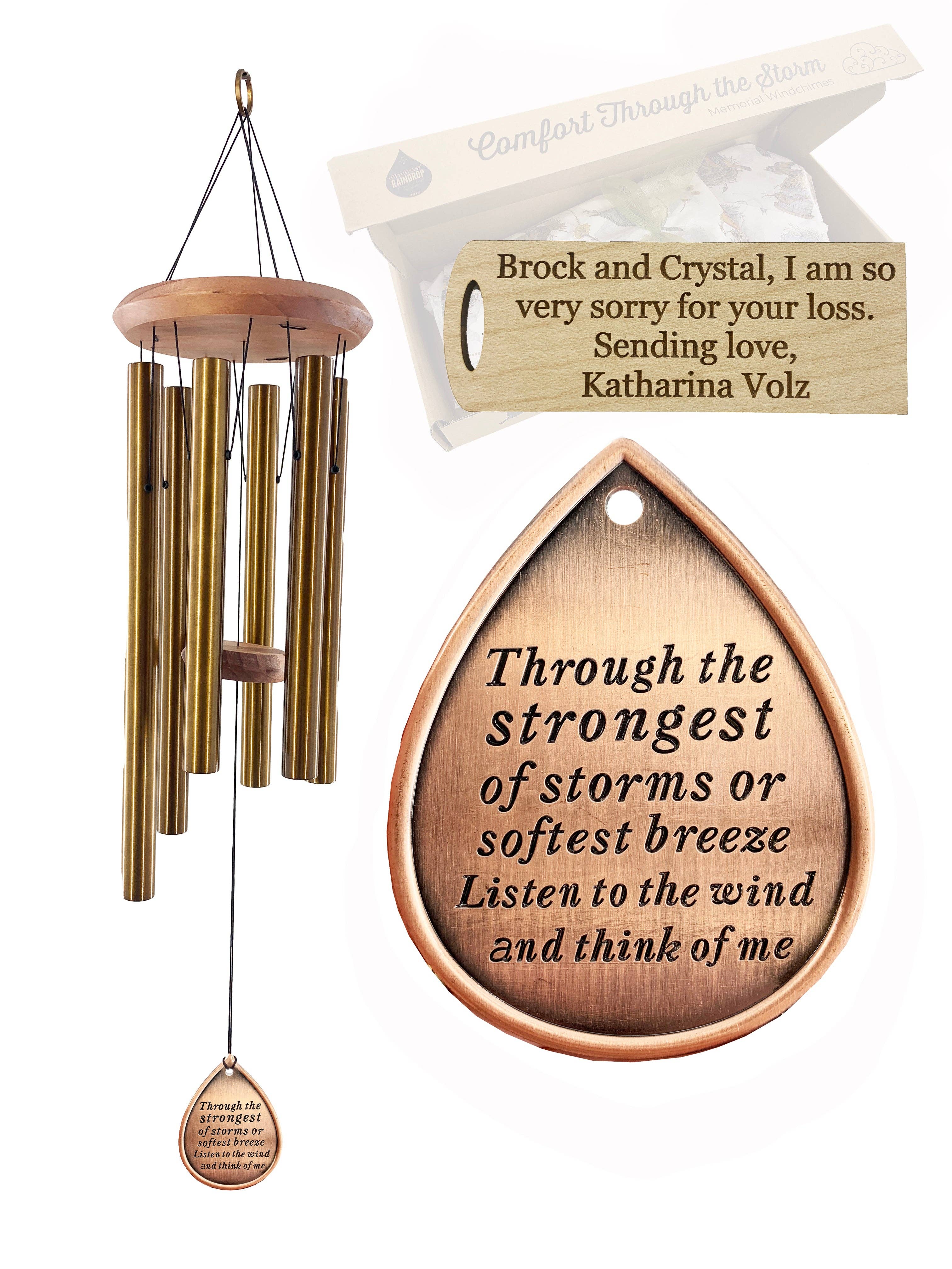 Weathered Raindrops Memorial Wind Chime “Think of Me