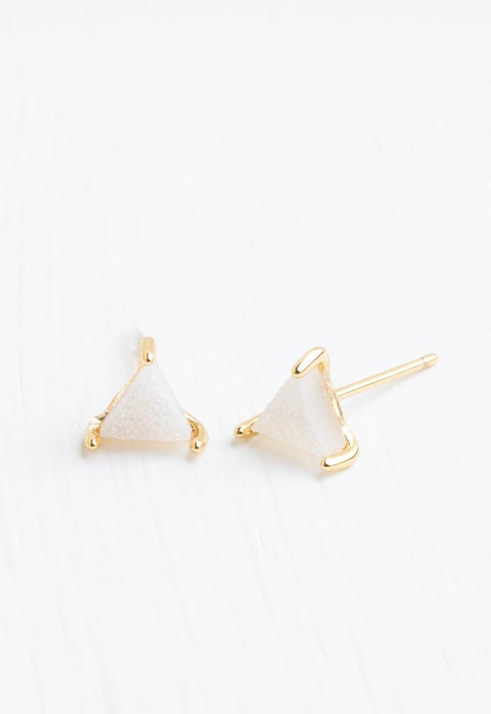 Ara White Druzy Studs in Gold