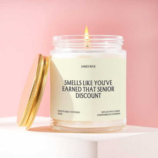 Senior Discount Gift Smells Like You've Earned That Senior Discount Candle Retirement Gift For Seniors F655B: No, I'll Take It As Pictured! / 03. White Tea + Jasmine