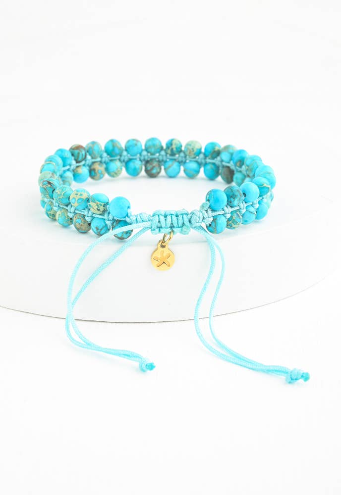 Wear Blue Handwoven Beaded Bracelet in Turquoise