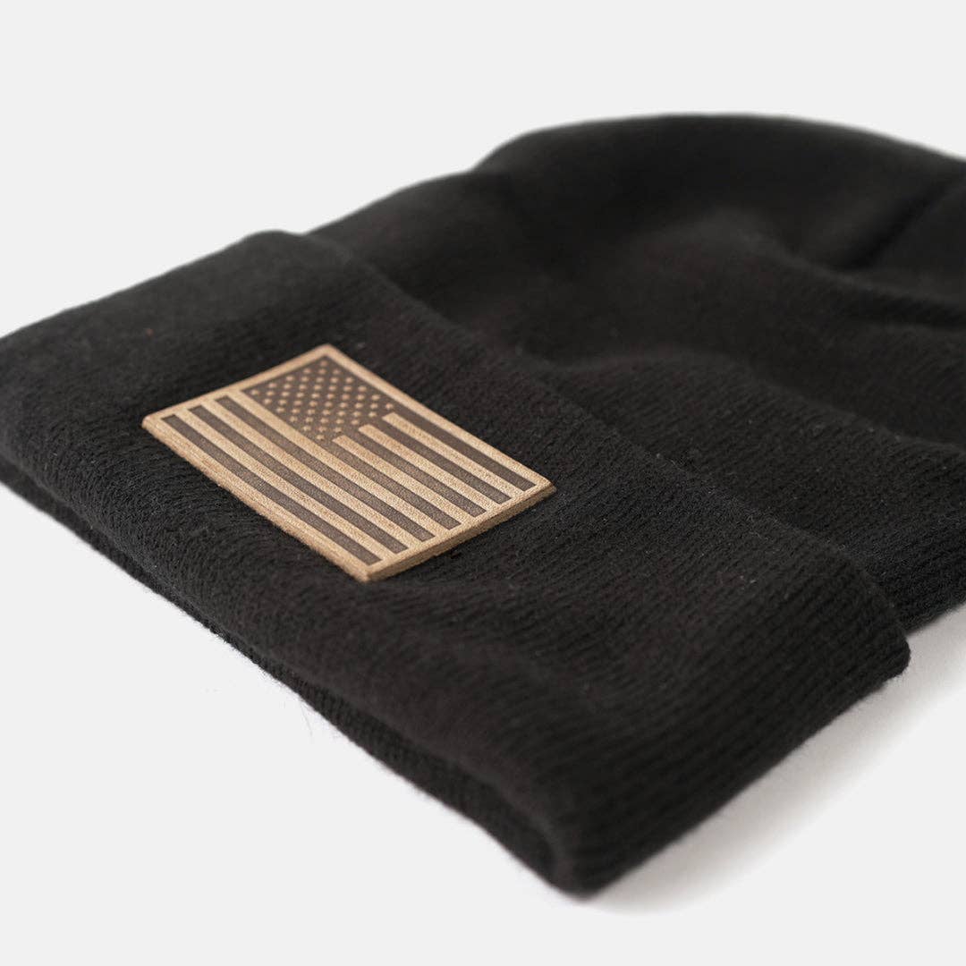 Range Leather Co. Knit Beanie: American Flag