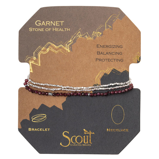 Delicate Stone Bracelet/Necklace- Garnet/Silver