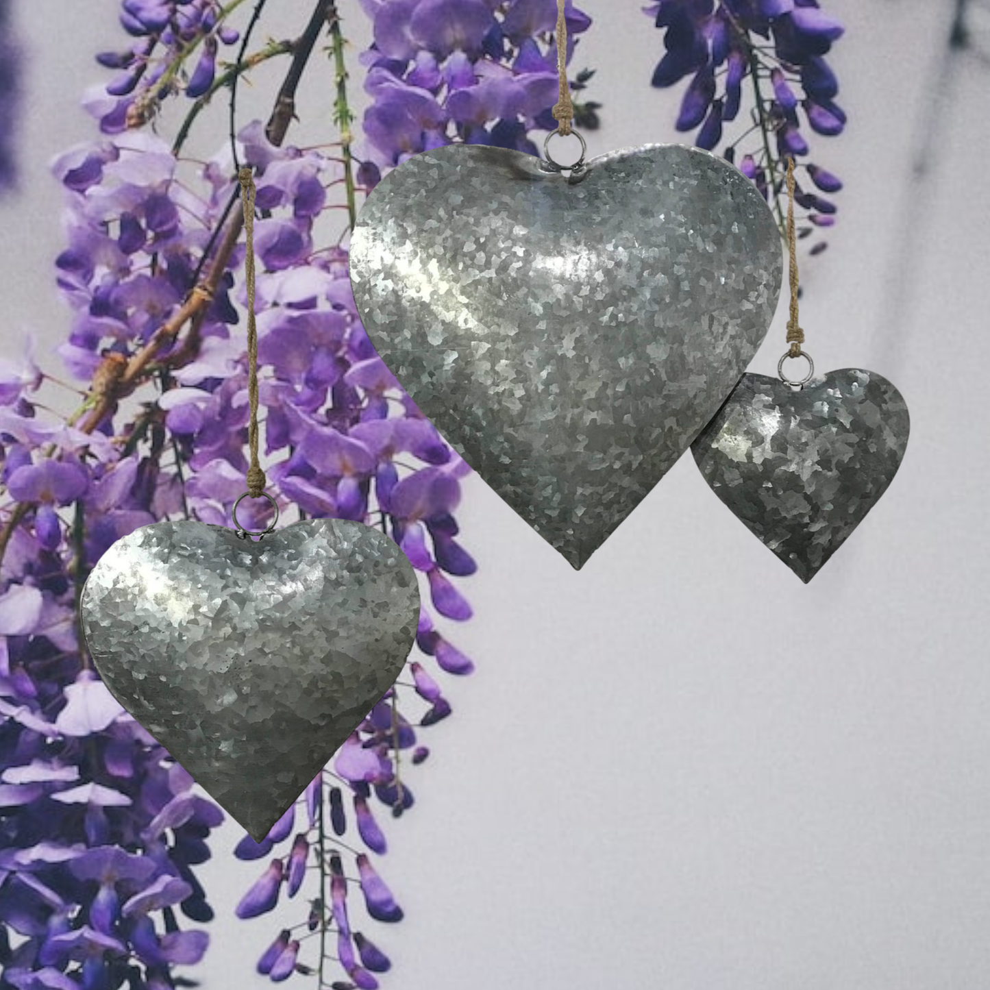 Metal 3-D Hanging Hearts Ornaments W/O Ribbon: Burnished Gold