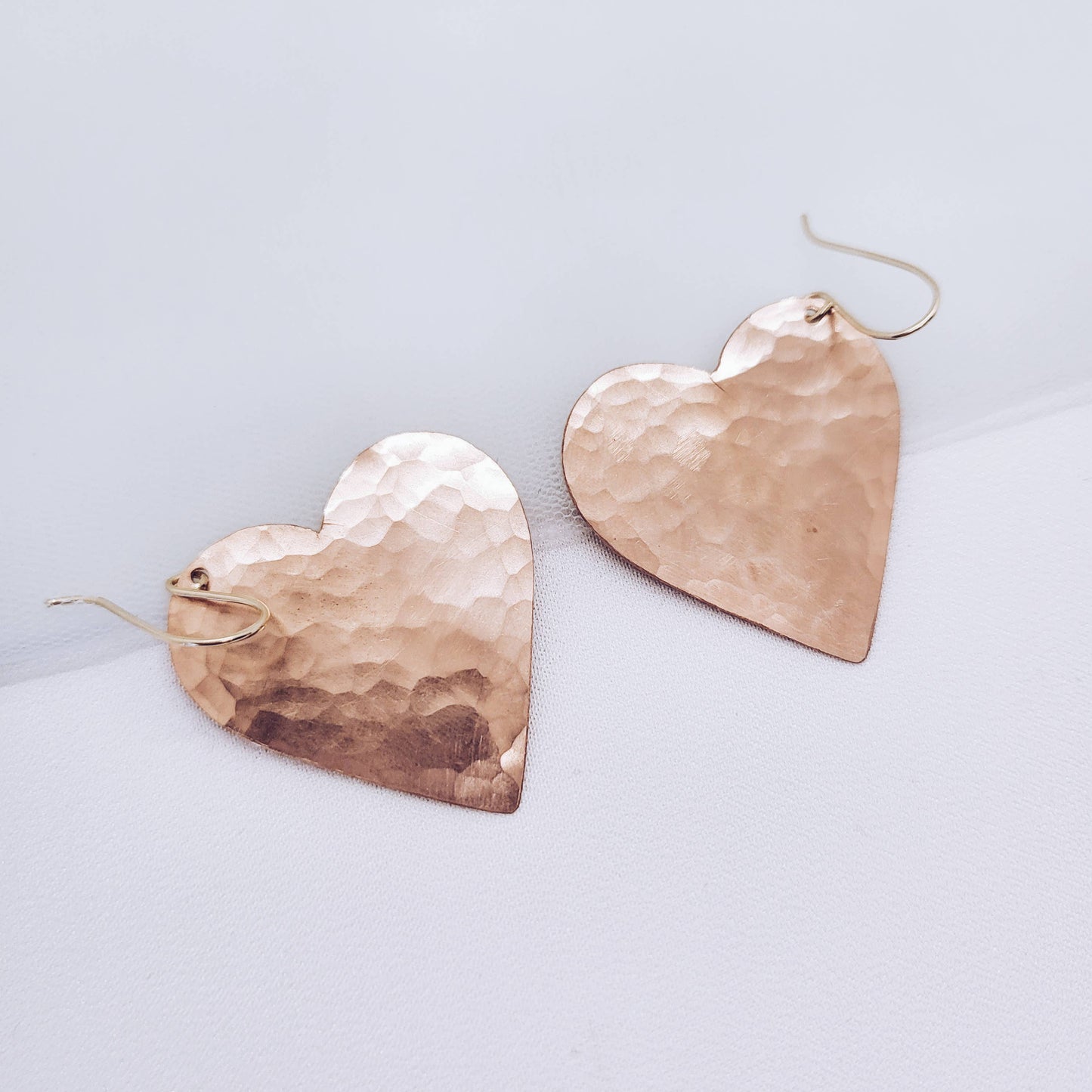 Heart ❤️ shaped copper earrings handmade jewelry