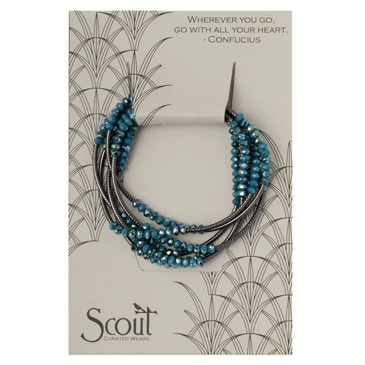 Scout Wrap Bracelet/Necklace- Peacock/Hematite