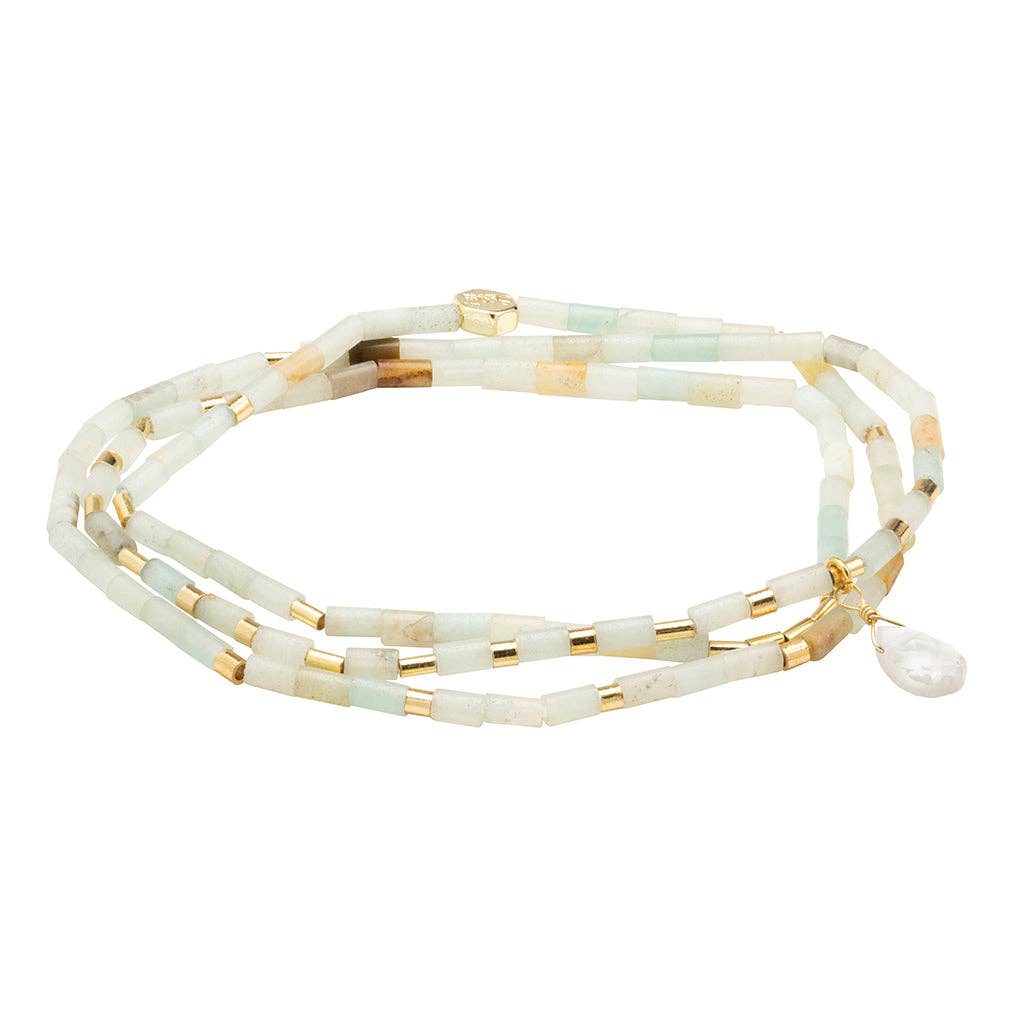 Teardrop Stone Wrap Amazonite/Howlite/Gold - Courage