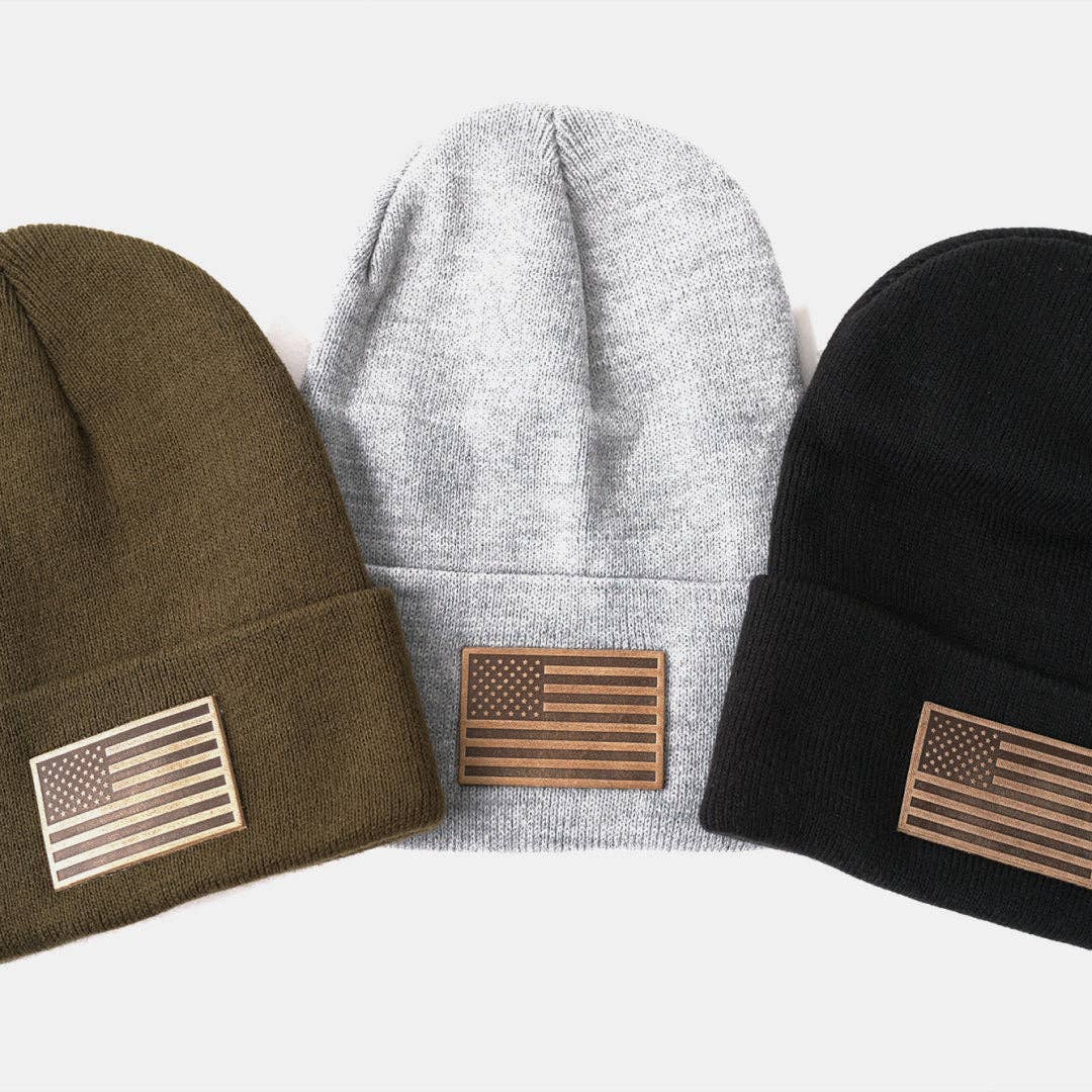 Range Leather Co. Knit Beanie: American Flag