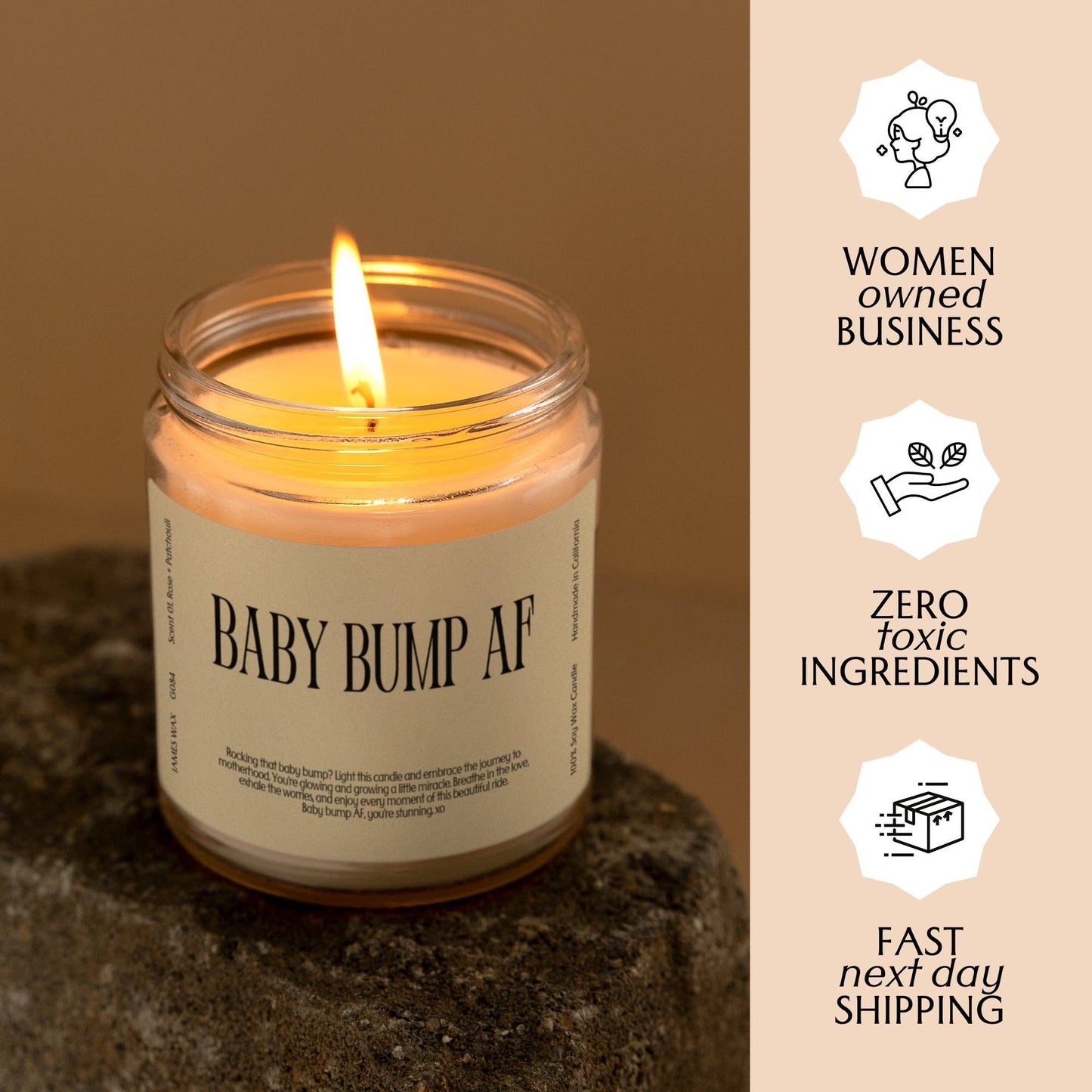 Baby Bump AF Candle: Rose + Patchouli