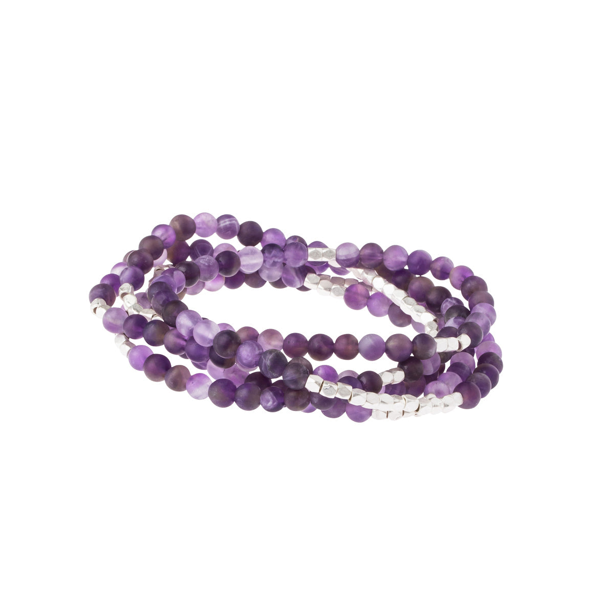 Stone Wrap Bracelet/Necklace- Amethyst/Silver