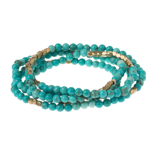 Stone Wrap Bracelet/Necklace Turquoise/Gold