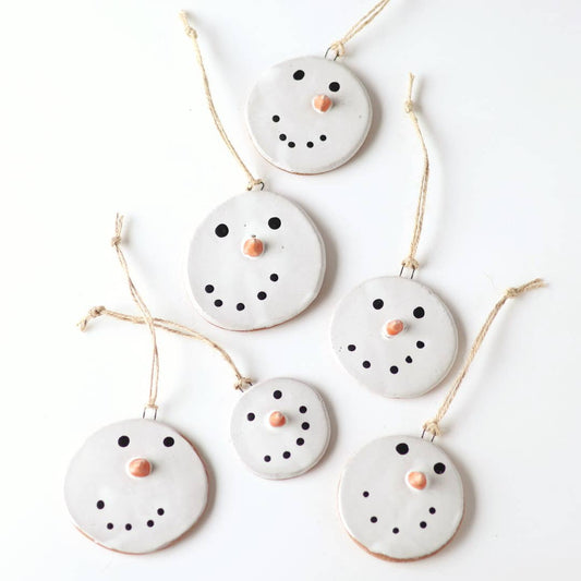 Melted Snowman Ornament Christmas Holiday Ceramic Handmade 