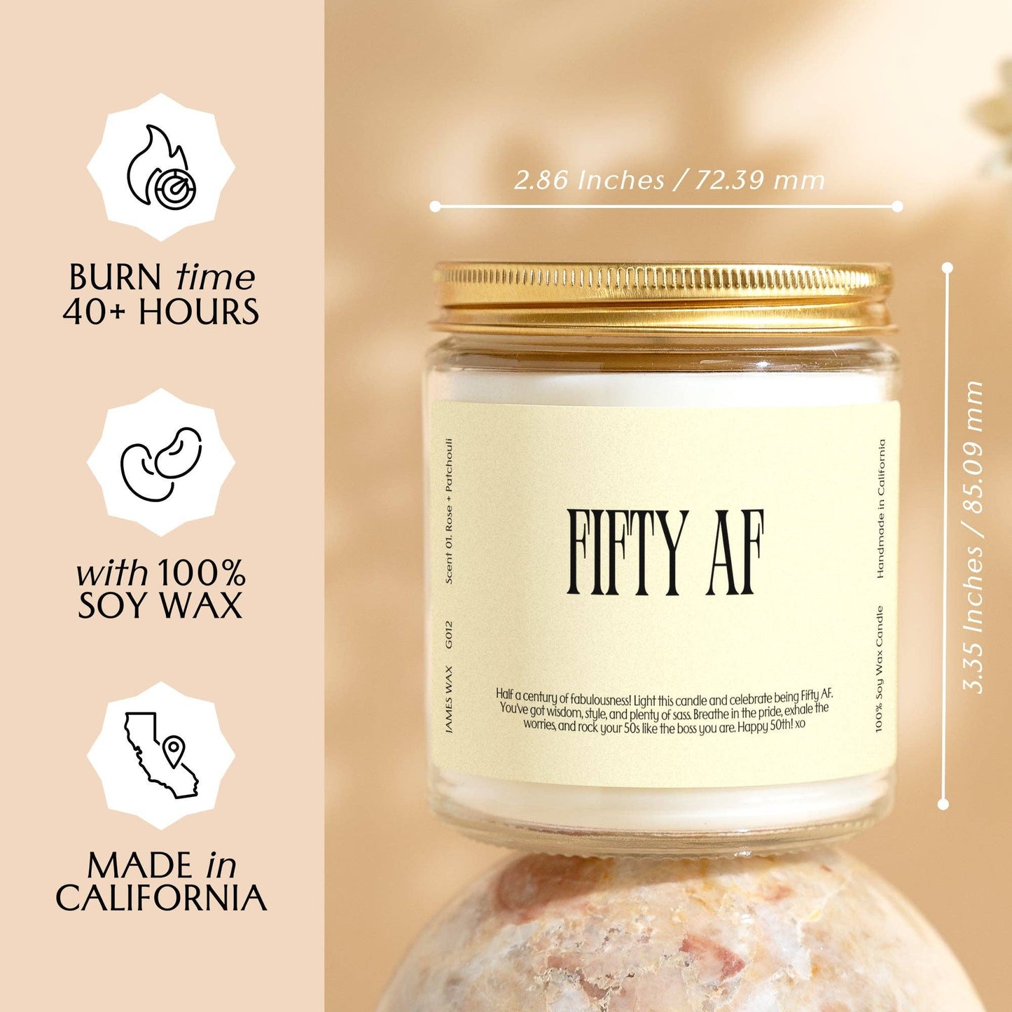 50 AF Birthday Candle: White Tea + Jasmine