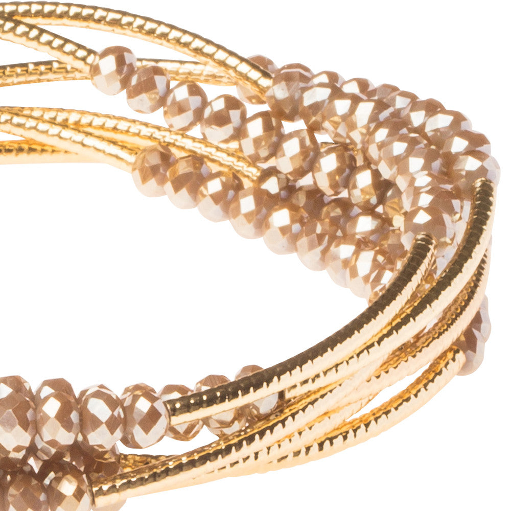 Scout Wrap Bracelet/Necklace- Oyster/Gold