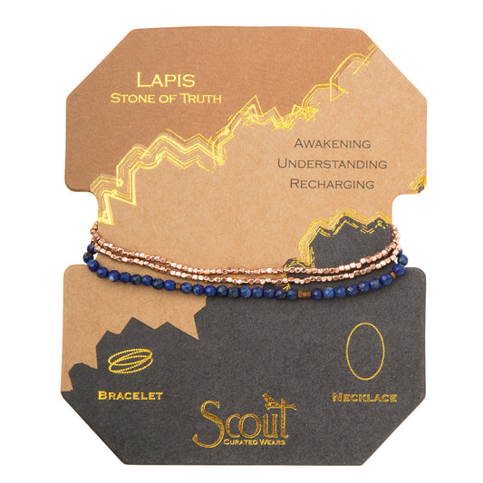 Delicate Stone Bracelet/Necklace- Lapis/Rose Gold