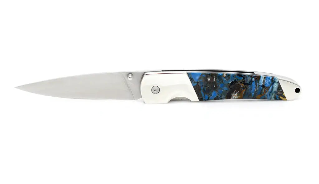 Woolly Mammoth Fusion Tusk - 4" Liner Lock (with clip): Blue Mammoth Fusion