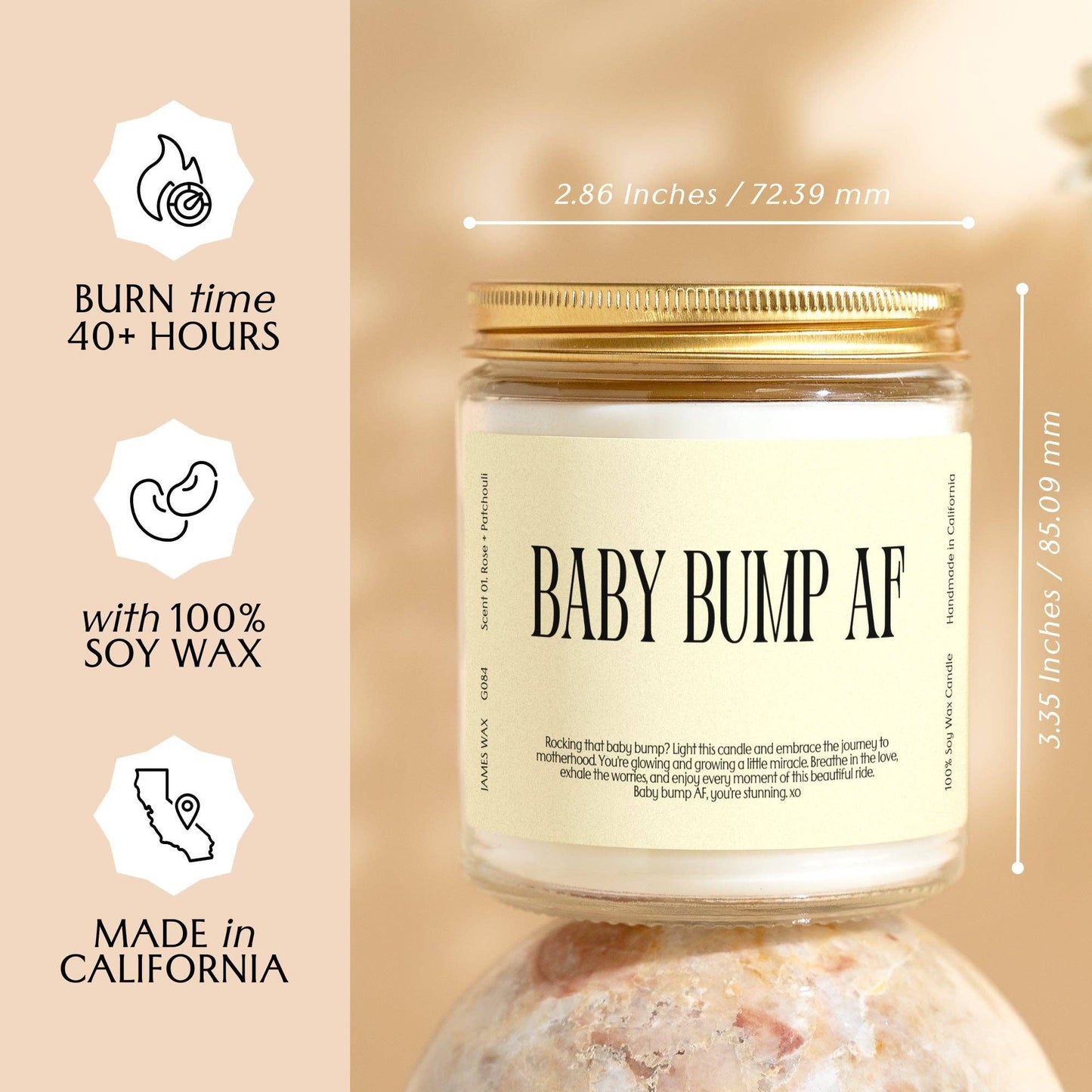 Baby Bump AF Candle: Rose + Patchouli