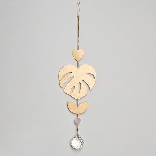 Scout Suncatcher- Monstera Leaf/Rose Quartz