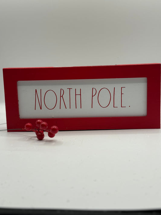 North Pole 12x5 Wooden Sign