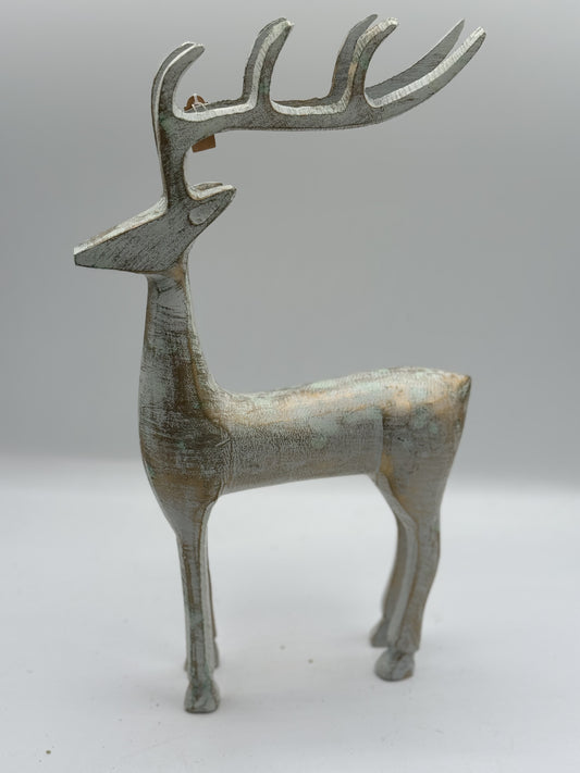 Rustic White & Gold Reindeer