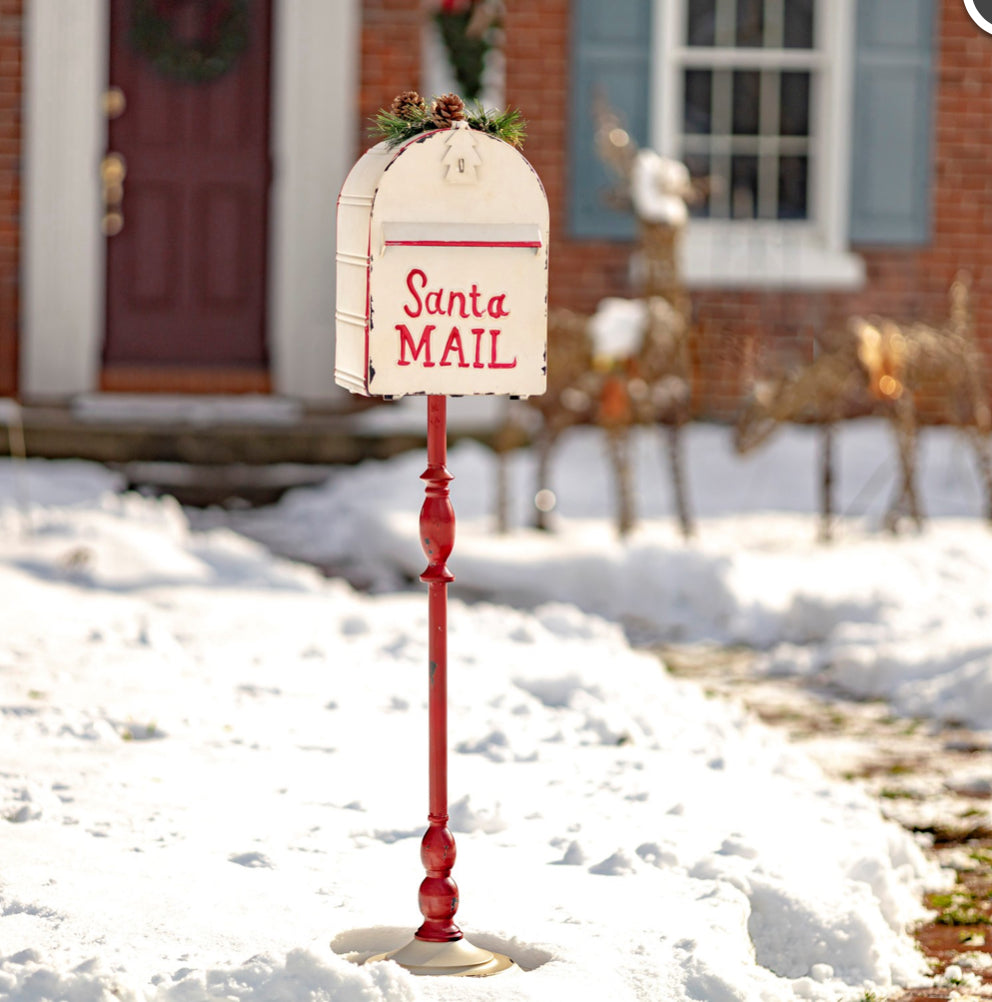 Santa Mail Christmas Mailbox with Lightup Wreath