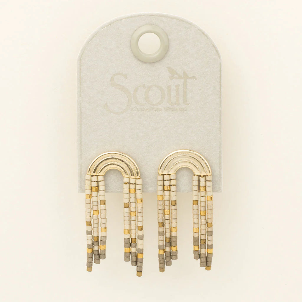Scout Chromacolor Miyuki Rainbow Fringe Earring-Pewter Multi/Gold
