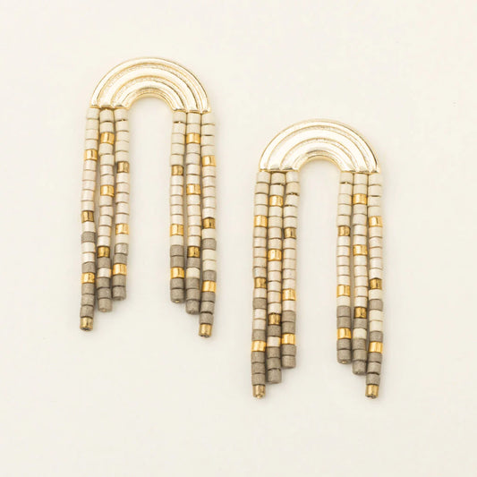 Scout Chromacolor Miyuki Rainbow Fringe Earring-Pewter Multi/Gold