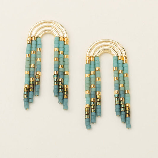 Scout Chromacolor Miyuki Rainbow Fringe Earring- Turquoise/Mint/Gold