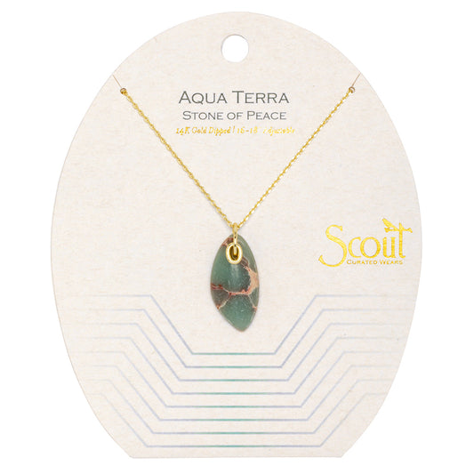 Organic Stone Necklace Aqua Terra/Gold