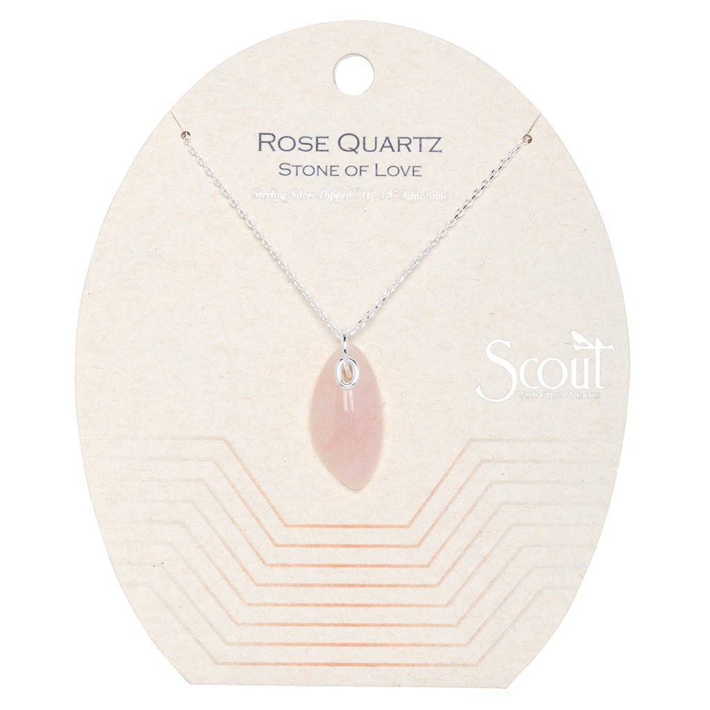 Organic Stone Necklace Rose Quartz/Silver