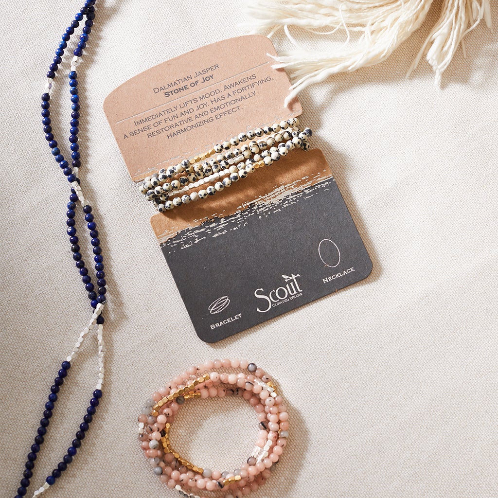 Stone Wrap Bracelet/Necklace Lapis/Silver