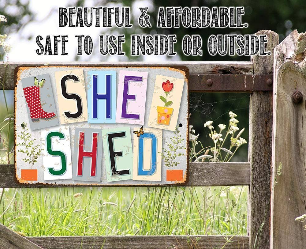 She Shed - Metal Sign: 8 x 12