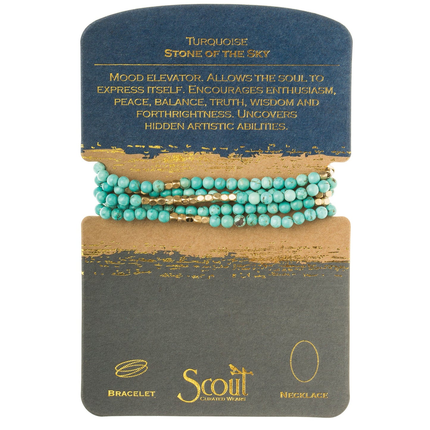 Stone Wrap Bracelet/Necklace Turquoise/Gold