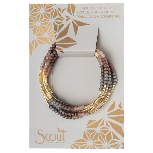 Scout Wrap Bracelet/Necklace- Matte Metallic Tri-Tone/Gold