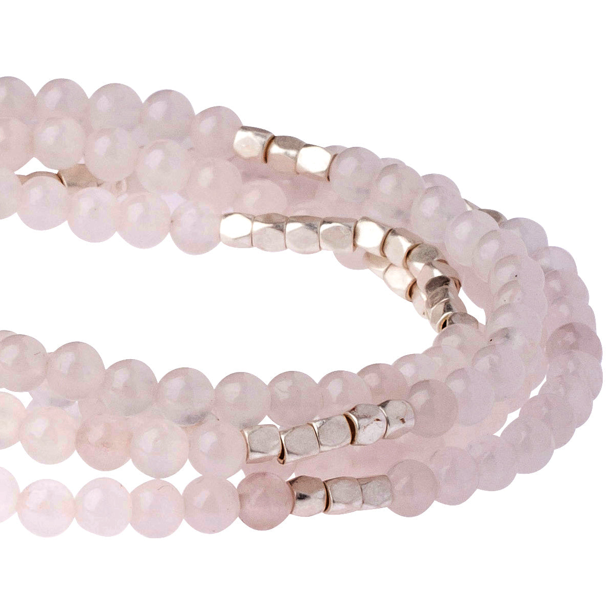 Stone Wrap Bracelet/Necklace- Rose quartz/Silver