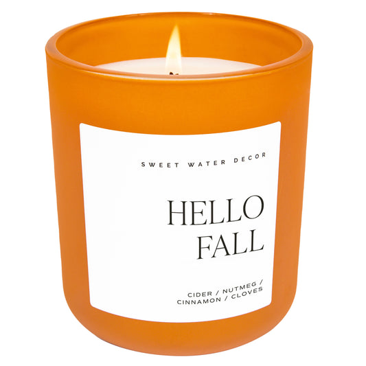 Hello Fall 15 oz Soy Candle, Matte Jar - Fall Home Decor