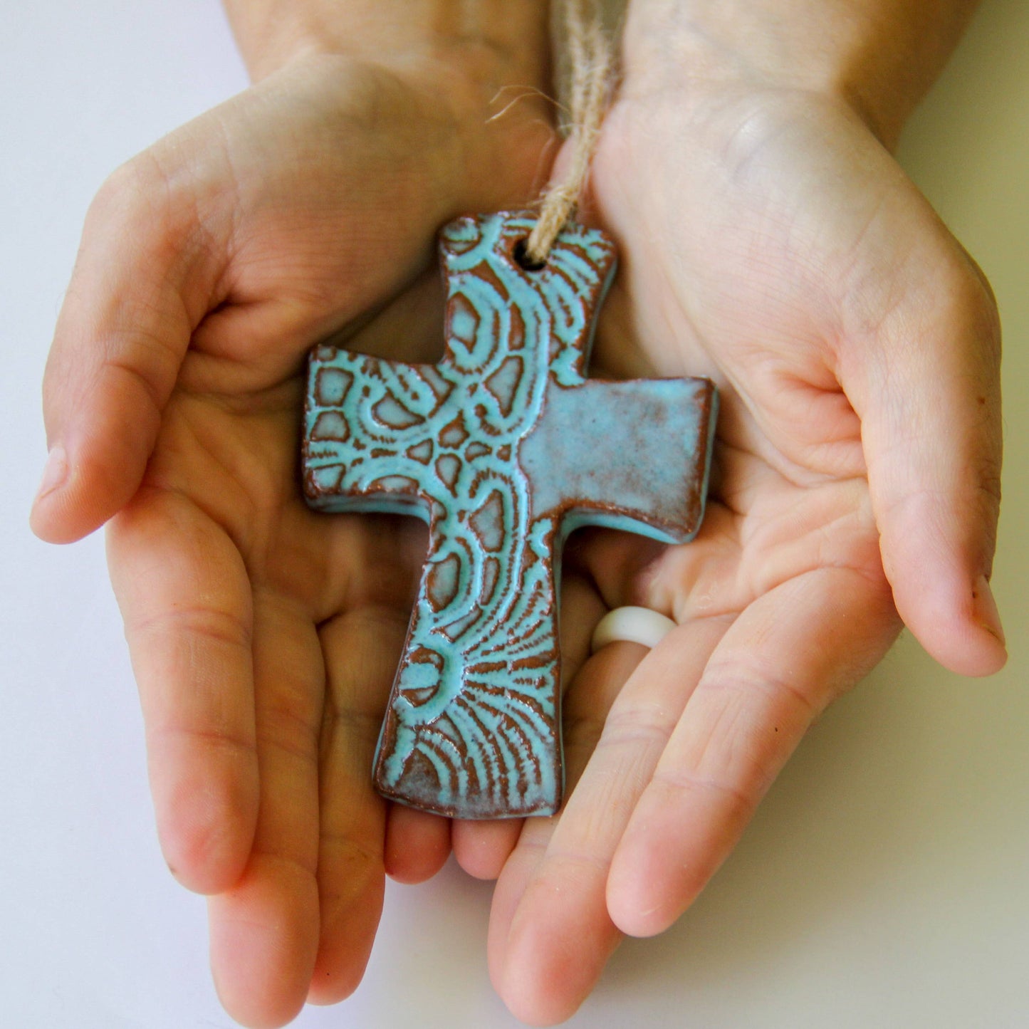 Prodigal Pottery Flared Cross Ornament