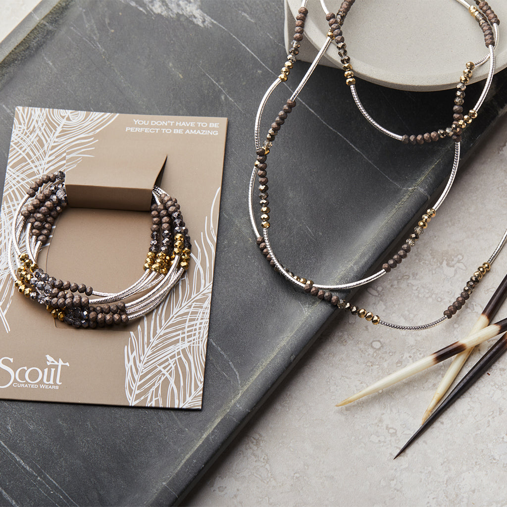 Scout Wrap Bracelet/Necklace- Oyster/Gold